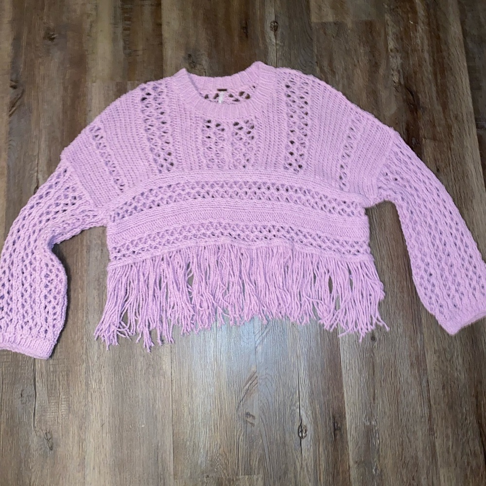 Free People Crop Fringe Sweater